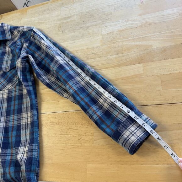 Ariat Huntleigh Retro Plaid Long Sleeve Snap Western Flannel Shirt Small Blue - Picture 13 of 14